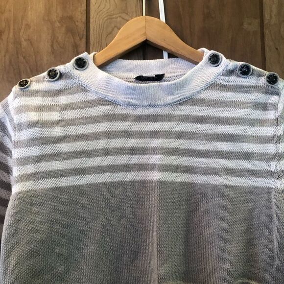 Per se Women’s Taupe Cream Sweater Size Large Long Striped Sleeves Size Large - Picture 3 of 8